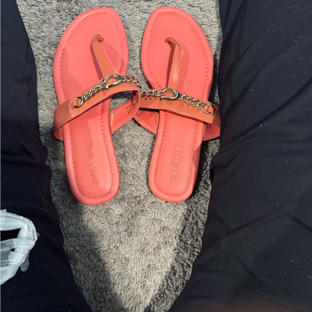 Coach Orange Sandals with Gold Accents